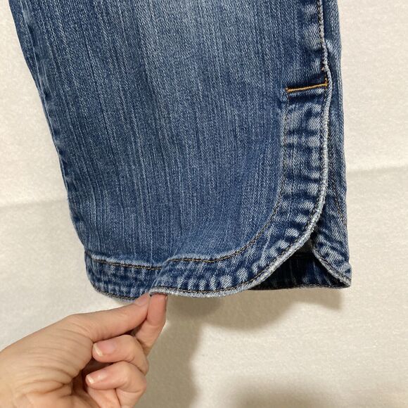 Gap Women's Sz 33 Cropped Boot Cut Stretch Mid Rise Jeans Rounded Split Hem - Picture 3 of 9